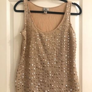 Worthington Sequin Rhinestone Shirt Tank Top